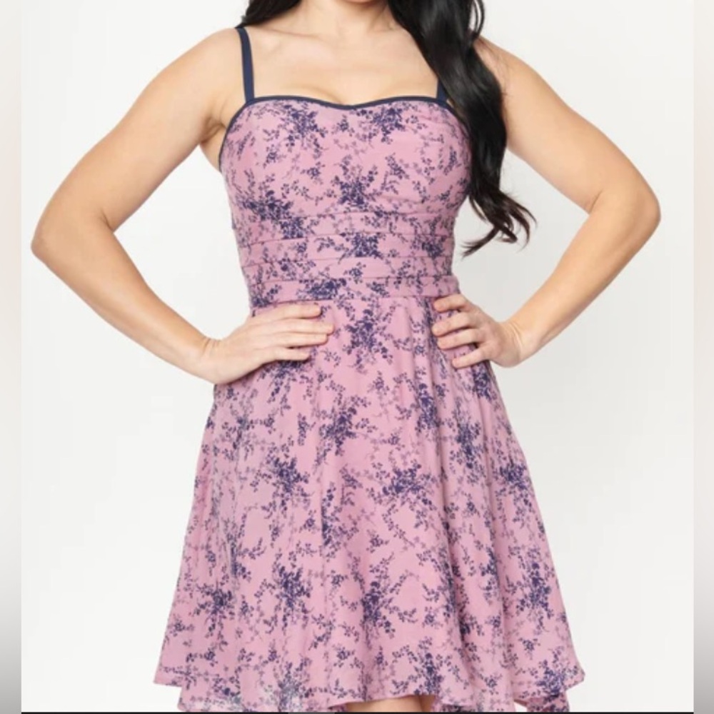 NWT Unique Vintage purple floral mini dress - L
